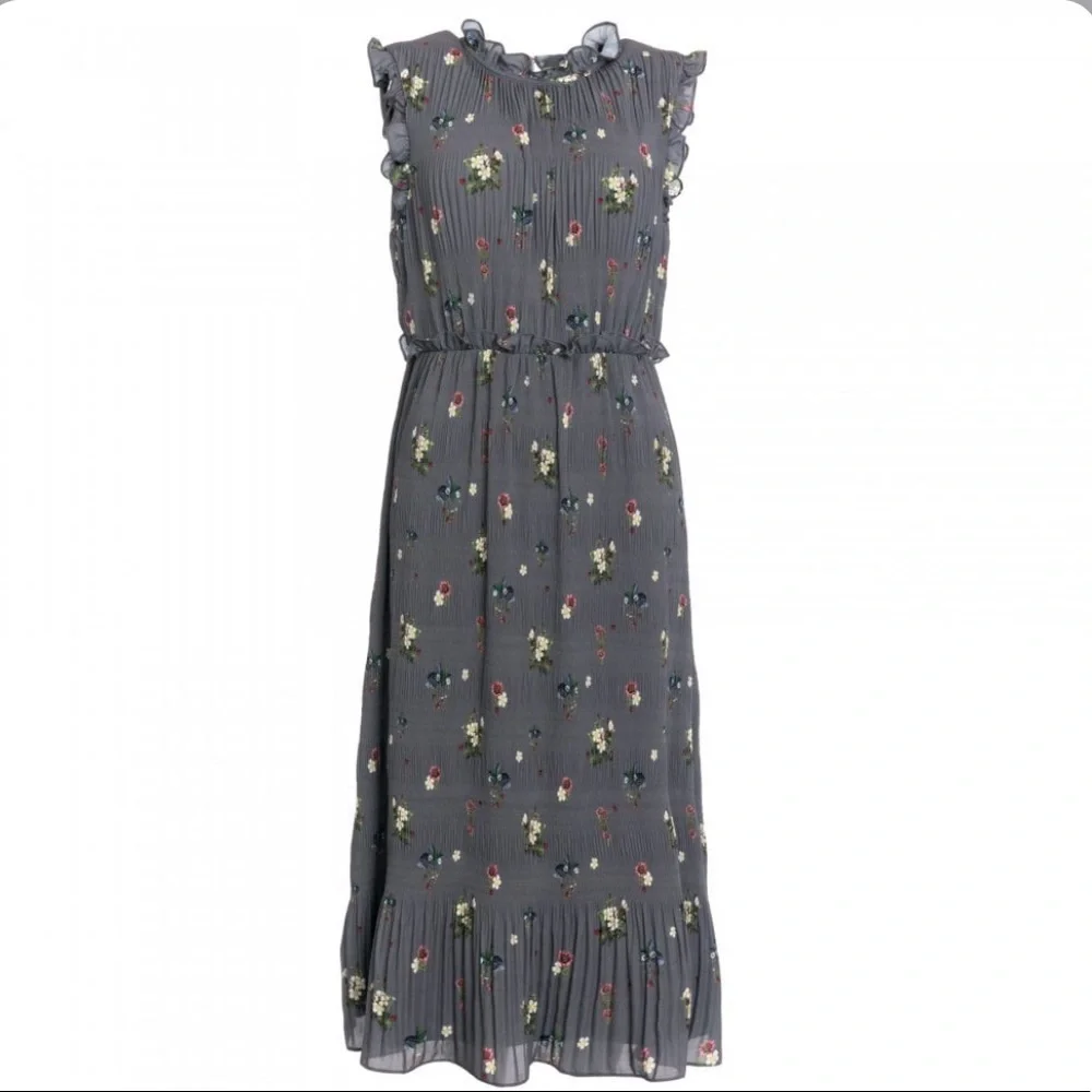Ted Baker Gray Oracle Pleated Midi Dress Sz 2 or Small - Picture 10 of 10